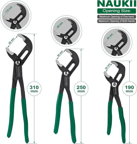 3piece Water Pump Pliers Set 8/10/12 inch Groove Joint Pliers Set Non-Slip Grip Precision Clamping Plumbing Lock Plier for Repairs Quick Release Adjustable Plier Set in Saudi Arabia