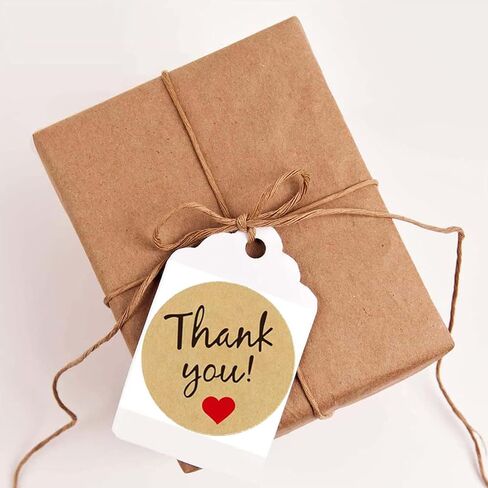 1 Rolls/500Pcs Thank You Stickers Self Adhesive Kraft Paper Label Stickers for Gift Wrapping Baking Wedding Birthday Party Christmas, 25mm in Saudi Arabia