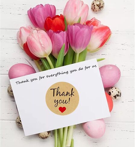 1 Rolls/500Pcs Thank You Stickers Self Adhesive Kraft Paper Label Stickers for Gift Wrapping Baking Wedding Birthday Party Christmas, 25mm in Saudi Arabia