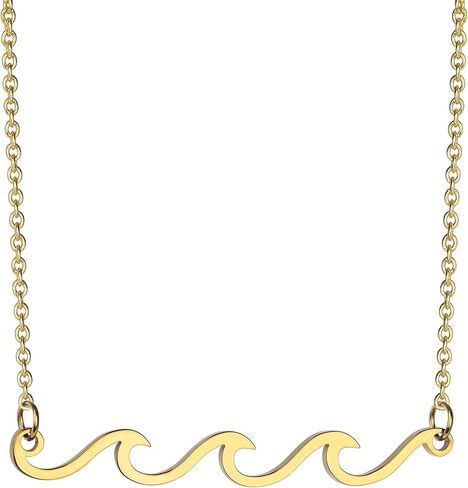 Wave Necklace Gold Silver Plated Ocean Wave Necklace Dainty Beach Choker Necklaces for Women Teen Girls Surfer Jewelry Gifts Boho Summer Necklace in Kuwait