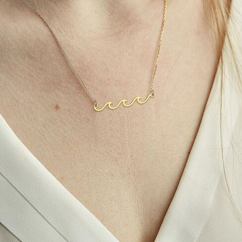 Wave Necklace Gold Silver Plated Ocean Wave Necklace Dainty Beach Choker Necklaces for Women Teen Girls Surfer Jewelry Gifts Boho Summer Necklace in Kuwait