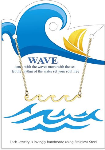 Wave Necklace Gold Silver Plated Ocean Wave Necklace Dainty Beach Choker Necklaces for Women Teen Girls Surfer Jewelry Gifts Boho Summer Necklace in Kuwait