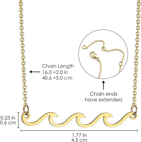 Wave Necklace Gold Silver Plated Ocean Wave Necklace Dainty Beach Choker Necklaces for Women Teen Girls Surfer Jewelry Gifts Boho Summer Necklace in Kuwait