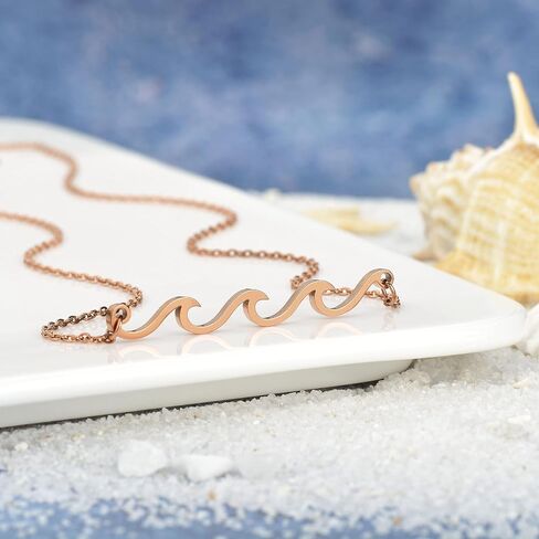 Wave Necklace Gold Silver Plated Ocean Wave Necklace Dainty Beach Choker Necklaces for Women Teen Girls Surfer Jewelry Gifts Boho Summer Necklace in Kuwait