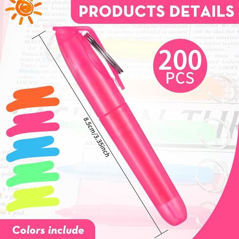 Kosiz 100 PCS Mini Highlighters متنوعة ألوان مع هدايا رئيسية لعيد الميلاد علامات تمييز أقلام للممرضات للممرضات معلمي شارة سائل سائل الأطفال (ملونة) in Kuwait