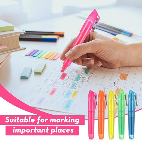 Kosiz 100 PCS Mini Highlighters متنوعة ألوان مع هدايا رئيسية لعيد الميلاد علامات تمييز أقلام للممرضات للممرضات معلمي شارة سائل سائل الأطفال (ملونة) in Kuwait