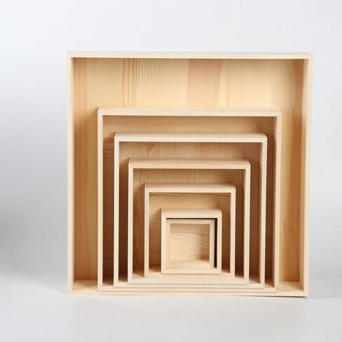 Anktily 4 Pack Unfinished Wooden Craft Storage Organiser Boxes, 6 x 4 x 2.4 inch Small Square Wood Box, Rustic Natural Wood Container Box for Home Venue Decor in Kuwait