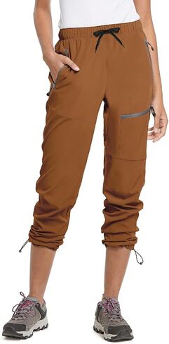 baleaf Cargo Pants for Women Petite Joggers Lightweight Quick Dry Pant Water Resistant 27'' Travel Workout Athletic Trip Caramel XL in Saudi Arabia