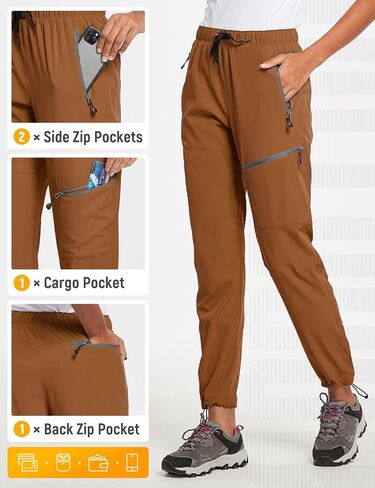 baleaf Cargo Pants for Women Petite Joggers Lightweight Quick Dry Pant Water Resistant 27'' Travel Workout Athletic Trip Caramel XL in Saudi Arabia
