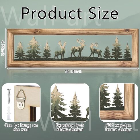 Wesiti Woodland Bear Wall Art 16 in Wood Frame Metal Bear Wall Decor Rustic Wildlife Wall Decor Farmhouse Lodge Cabin Wall Decor Animal Picture Art Decor for Home Bedroom Living Room in Saudi Arabia