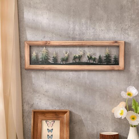 Wesiti Woodland Bear Wall Art 16 in Wood Frame Metal Bear Wall Decor Rustic Wildlife Wall Decor Farmhouse Lodge Cabin Wall Decor Animal Picture Art Decor for Home Bedroom Living Room in Saudi Arabia