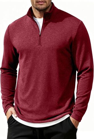 COOFANDY Men's Quarter Zip Up Pullover Long Sleeve Sweatshirt Mock Neck Golf Polo Sweater in Saudi Arabia