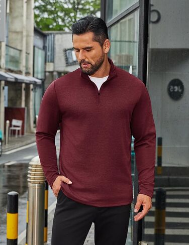 COOFANDY Men's Quarter Zip Up Pullover Long Sleeve Sweatshirt Mock Neck Golf Polo Sweater in Saudi Arabia