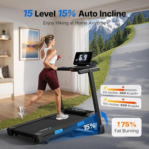 MERACH Foldable Treadmill with Incline, 7.5MPH Quiet Treadmills for Home with Double Deck Technology, 4 Silicone Shock Cushion, Heart Rate Monitoring,16.5" Wider Belt, APP in Kuwait