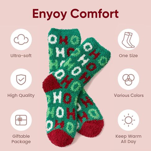 مجموعة جوارب دافئة غامضة من Snuggle Sac هدية عيد الميلاد للنساء، مجموعة جوارب شتوية مريحة للغاية وناعمة للغاية، هدايا عيد ميلاد لها، 4 أزواج in Kuwait