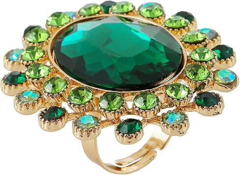Vintage Rhinestone Glass Finger Rings,Fashion Crystal Adjustable Open Wrap Knuckle Ring Boho Big Oval Stackable Rings Statement Ring Engagement Wedding Cocktail Party Rings Jewelry in Saudi Arabia