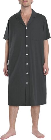 Latuza Men's Cotton Button Down Nightshirt with Pockets in Saudi Arabia