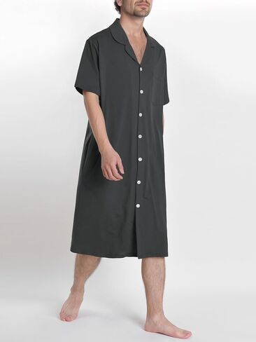Latuza Men's Cotton Button Down Nightshirt with Pockets in Saudi Arabia