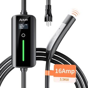 شاحن متنقل Alxum 16A Tesla - شاحن EV المستوى 1 لشاحن Tesla 110V متوافق مع جميع الموديلات Y/3/S/X Cybertruck 16.4FT موصل جدار Tesla مع قابس NEMA 5-15 in Kuwait