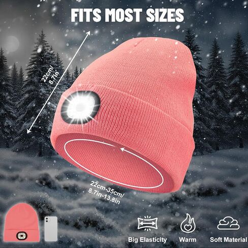 Gifts for Teenage Boys Girls Beanie with Light,Camping Gear,Led Beanie Hat with Light,Stocking Stuffers in Saudi Arabia