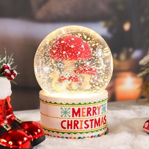 Vipush Christmas Snow Globe - Snowman Santa Style Musical Snow Globe مع ألواح LED متغيرة اللون ، ديكورات عيد الميلاد مع هدايا مربع الموسيقى للأطفال in Kuwait