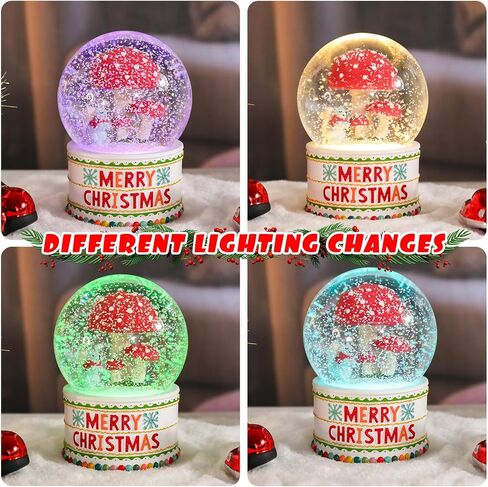 Vipush Christmas Snow Globe - Snowman Santa Style Musical Snow Globe مع ألواح LED متغيرة اللون ، ديكورات عيد الميلاد مع هدايا مربع الموسيقى للأطفال in Kuwait