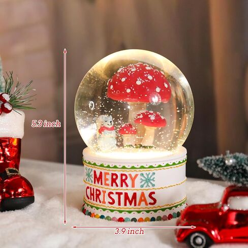 Vipush Christmas Snow Globe - Snowman Santa Style Musical Snow Globe مع ألواح LED متغيرة اللون ، ديكورات عيد الميلاد مع هدايا مربع الموسيقى للأطفال in Kuwait