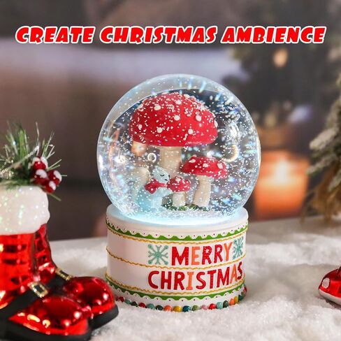 Vipush Christmas Snow Globe - Snowman Santa Style Musical Snow Globe مع ألواح LED متغيرة اللون ، ديكورات عيد الميلاد مع هدايا مربع الموسيقى للأطفال in Kuwait