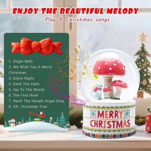 Vipush Christmas Snow Globe - Snowman Santa Style Musical Snow Globe مع ألواح LED متغيرة اللون ، ديكورات عيد الميلاد مع هدايا مربع الموسيقى للأطفال in Kuwait