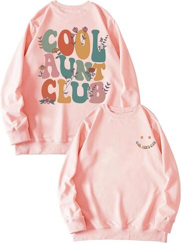 عمة Sweatshirt Womens Cool Aunt Club Graphshirts Sweatshirts untie Letter Print Long Sleeve Pullover Top in Kuwait