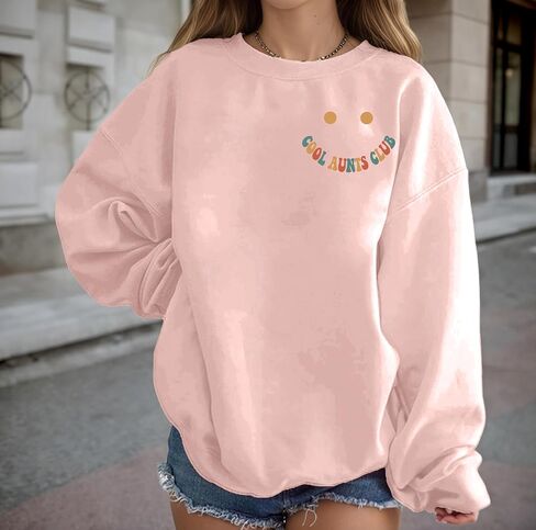 عمة Sweatshirt Womens Cool Aunt Club Graphshirts Sweatshirts untie Letter Print Long Sleeve Pullover Top in Kuwait