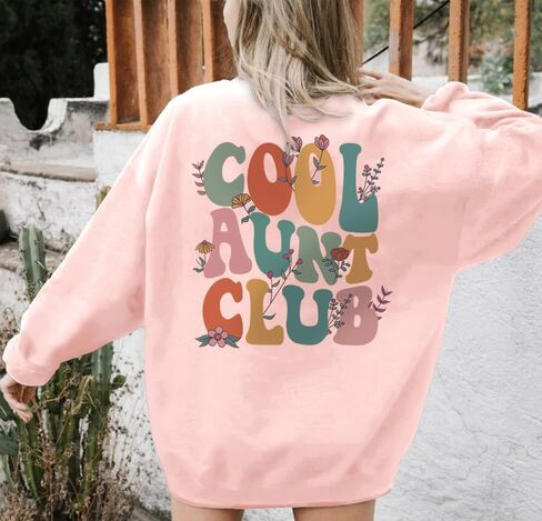 عمة Sweatshirt Womens Cool Aunt Club Graphshirts Sweatshirts untie Letter Print Long Sleeve Pullover Top in Kuwait