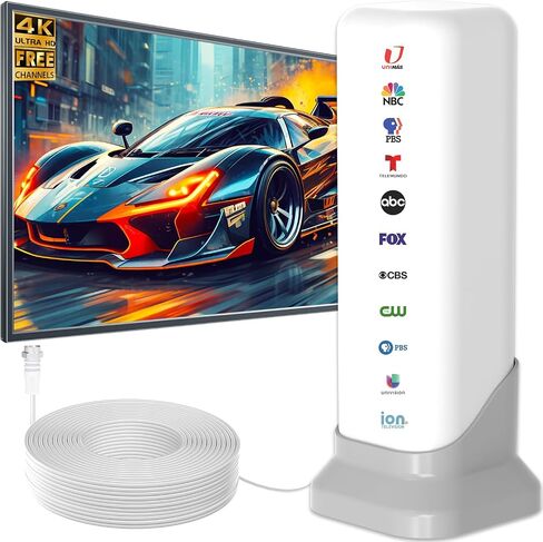 TV Antenna Indoor, 2025 Digital Antenna for Smart TV with Strong Magnetic Base, 360 Reception TV Antenna for Local Channels HD Antennas for TV Without Cable - Support 4K 1080P All TVs, Orange in Saudi Arabia