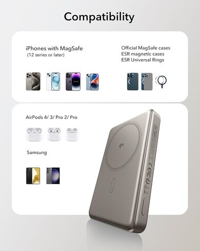 ESR لبنك Magsafe Power Bank ، 0.55 في شاحن محمول ماجسافي 5000 ملهائي ، شاحن بطارية QI2 معتمد 15 واط ، شاحن 20W USB-C Magslim مع كابل لـ iPhone 16/15/14/13 ، Black ، Black in Saudi Arabia