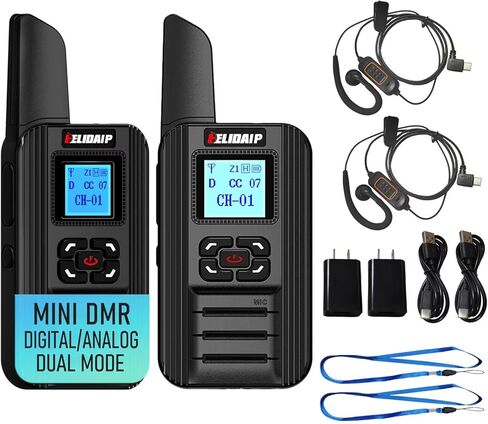 F711 MINI DMR Digital Walkie Talkie ، MODE DUTAL DIGITAL/ALANOG CODE-CODE-COLOR ، CTCSSDCS ، بطارية USB-C القابلة لإعادة الشحن ، خطاف أذن PTT للأنشطة الخارجية للأمان ، Black 1 Pack in Kuwait