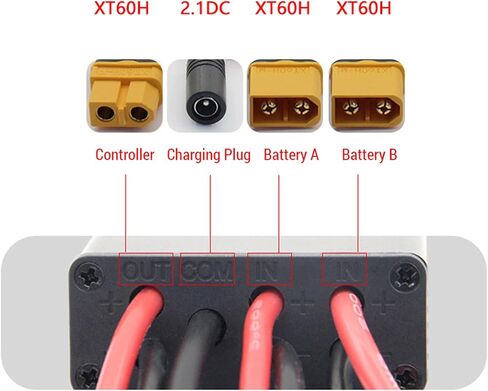 ZJchao Double Battery Discharge Converter, Electric Bike Battery Connector, DC 20V-72V Dual Batteries Parallel Module Adapter for Batteries and Controllers (30A) in Saudi Arabia