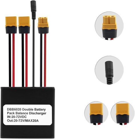 ZJchao Double Battery Discharge Converter, Electric Bike Battery Connector, DC 20V-72V Dual Batteries Parallel Module Adapter for Batteries and Controllers (30A) in Saudi Arabia