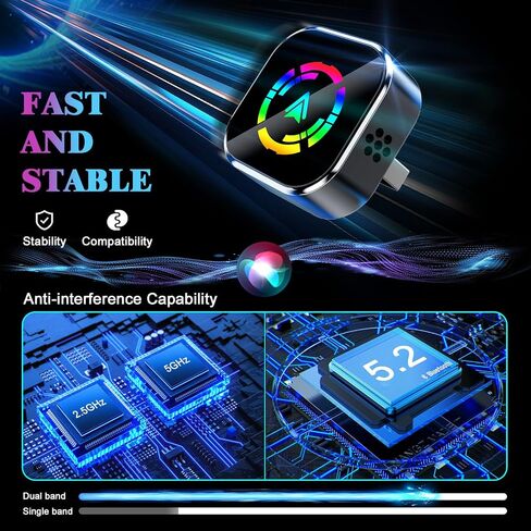 Wireless CarPlay Adapter for iPhone, 2025 Upgraded Wired to Wireless for Apple CarPlay, Mini USB Design Car Play Adapter with Type-C Extension, Plug and Play, Stable Connection & No Latency in Saudi Arabia