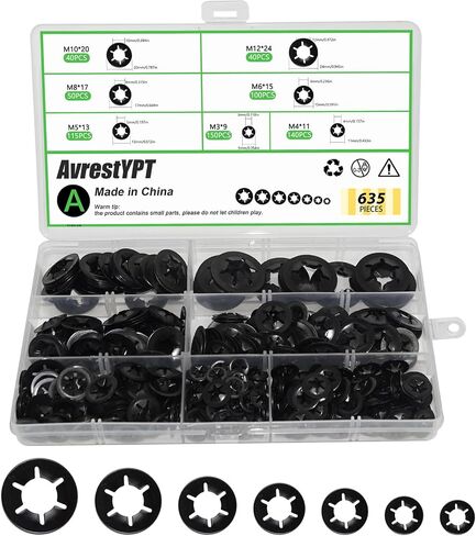 900pcs c chlips تشكيلة (M5-M16) ومجموعة تشويش مقاطع E (2.0 مم-12 مم) ، حلقات محفوظة خارجية ، 24 أحجام مجموعة من مجموعة متنوعة ، مجموعة من الصلب الكربوني الأسود circlip clip in Kuwait