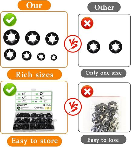 900pcs c chlips تشكيلة (M5-M16) ومجموعة تشويش مقاطع E (2.0 مم-12 مم) ، حلقات محفوظة خارجية ، 24 أحجام مجموعة من مجموعة متنوعة ، مجموعة من الصلب الكربوني الأسود circlip clip in Kuwait