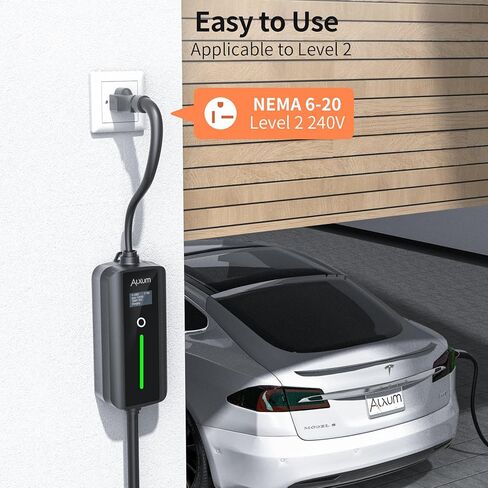 شاحن متنقل Alxum 16A Tesla - شاحن EV المستوى 1 لشاحن Tesla 110V متوافق مع جميع الموديلات Y/3/S/X Cybertruck 16.4FT موصل جدار Tesla مع قابس NEMA 5-15 in Kuwait
