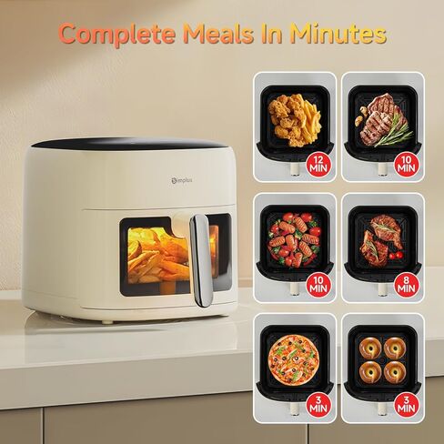 SIMPLUS 4.5QT Air Fryer, 1300W Adjustable Temperature Airfryer Oven, 6 Preset Cooking Options, 392°F Rapid Air Crisp Technology, Quick & Easy Meals in Minutes, Nonstick & Easy-Clean Basket, Black in Kuwait