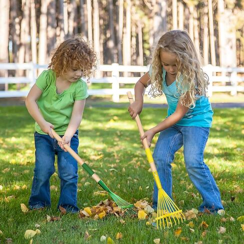 مجموعة أدوات حديقة للأطفال مكونة من قطعتين، مكابس حديقة صغيرة بحجم الطفل وحديقة للأوراق، مكابس ألعاب البستنة الخشبية مع مقابض قابلة للفصل ألعاب خارجية هدية للأولاد والبنات in Kuwait
