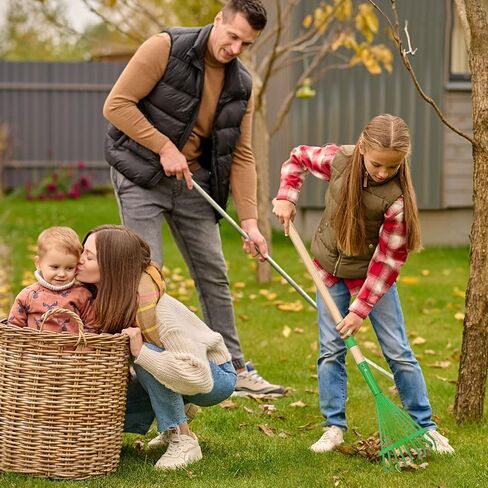 مجموعة أدوات حديقة للأطفال مكونة من قطعتين، مكابس حديقة صغيرة بحجم الطفل وحديقة للأوراق، مكابس ألعاب البستنة الخشبية مع مقابض قابلة للفصل ألعاب خارجية هدية للأولاد والبنات in Kuwait