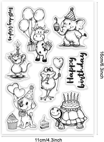 GLOBLELAND Cartoon Animals Clear Stamps Zebra Flamingo Cow Crocodile Goose Silicone Clear Stamp Seals Transparent Stamps for DIY Scrapbooking Cards Making Photo Album Journal in Saudi Arabia