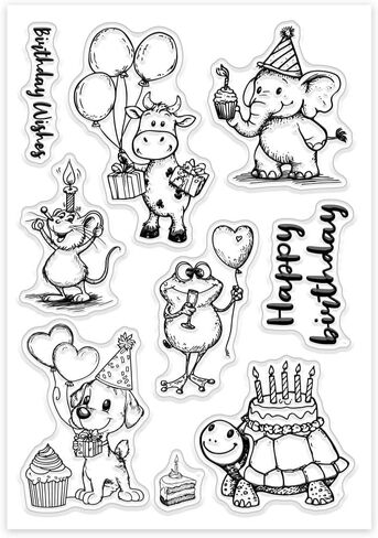 GLOBLELAND Cartoon Animals Clear Stamps Zebra Flamingo Cow Crocodile Goose Silicone Clear Stamp Seals Transparent Stamps for DIY Scrapbooking Cards Making Photo Album Journal in Saudi Arabia