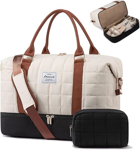 LOVEVOOK Large Duffle Bag for Travel, Puffer Weekender Bags for Women Travel Tote, Carry on Duffel Bag for Airplanes, 18 Inch Personal Item Bag Gym Bag Women, Black in Saudi Arabia