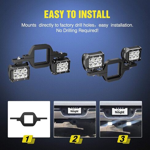 Nilight 2.5 inch Towing Hitch Mount Bracket for Truck Trailer RV SUV Pick Up fit Dual LED Work Light Reverse Rear Back Up Off Road Lights(Towing Hitch Mount Bracket) Without Light in Saudi Arabia