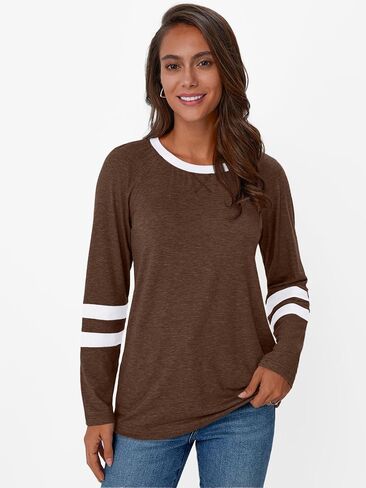 AUTOMET Womens Long Sleeve Shirts Color Block Casual Crewneck Tops Tshirt Basic Tees Fall Fashion Clothes Outfits 2024 in Saudi Arabia