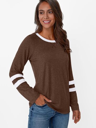 AUTOMET Womens Long Sleeve Shirts Color Block Casual Crewneck Tops Tshirt Basic Tees Fall Fashion Clothes Outfits 2024 in Saudi Arabia